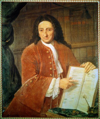 Porträtt av Apostolo Zeno (1668 - 1750), librettist och poet. av Unknown artist