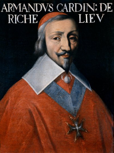 Porträtt av Armand-Jean du Plessis, kardinal Richelieu, detalj av Unknown artist