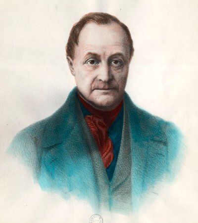 Porträtt av Auguste Comte (1798 - 1857), fransk filosof. Gravyr av 1800-talet. Privat samling. av Unknown artist