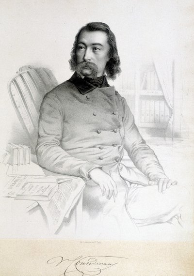 Porträtt av Barthelemy Prosper Enfantin, känd som Fader Enfantin (1796-1864), Saint Simonien (Saint Simonien) av Unknown artist