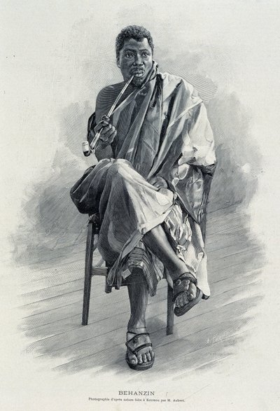 Porträtt av Behanzin (1844-1900), kung av Dahomey (nuvarande Benin). av Unknown artist