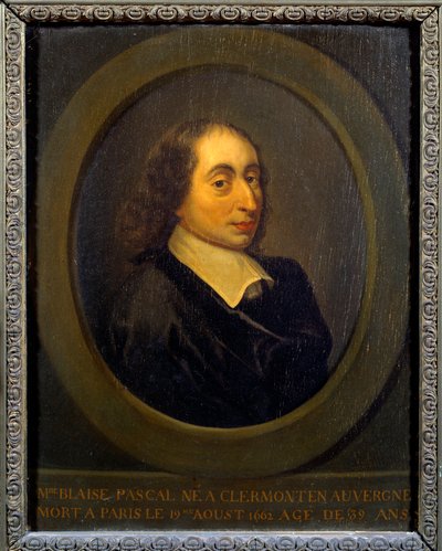 Porträtt av Blaise Pascal (1623-1662), fransk fysiker, matematiker och författare. Anonym målning. Port Royal, Musee Des Granges av Unknown artist
