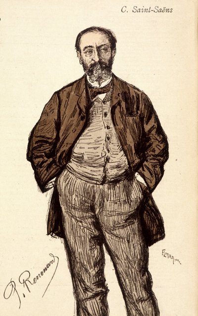 Porträtt av Camille Saint Saens (Saint-Saens) (1835-1921), fransk kompositör. av Unknown artist