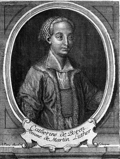Porträtt av Catherine de Bore (Katharina von Bora) (1499-1552), hustru till Martin Luther. Gravyr av 1700-talet. av Unknown artist
