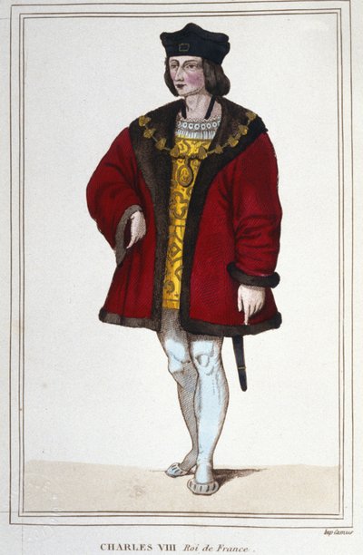 Porträtt av Karl VIII (1470 - 1498), kung av Frankrike gravyr från 1830 av Unknown artist