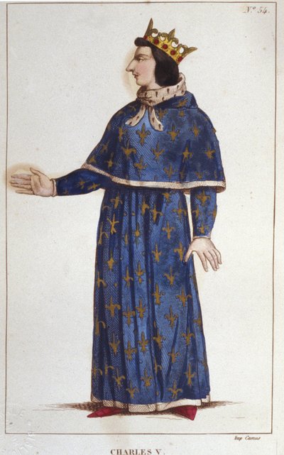 Porträtt av Karl V den vise (1338 - 1380). gravyr från 1830 av Unknown artist