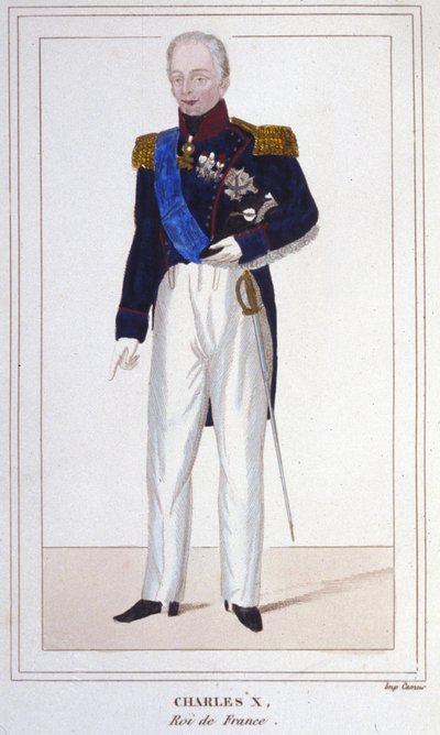 Porträtt av Karl X, kung av Frankrike (1757 - 1836) gravyr från 1830 av Unknown artist