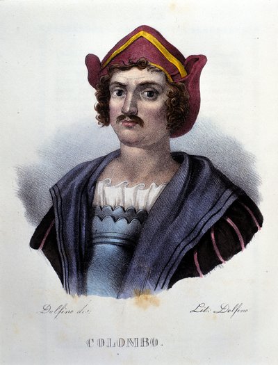 Porträtt av Christopher Columbus, gravyr från 1800-talet. av Unknown artist