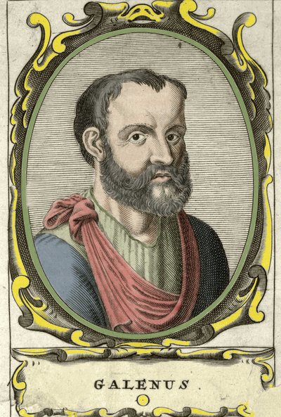 Porträtt av Claude Galien (Claudio Galeno eller Claudius Galenus eller Galenus, v. 131 - v. 201), grekisk läkare. 1700-talsgravyr. av Unknown artist