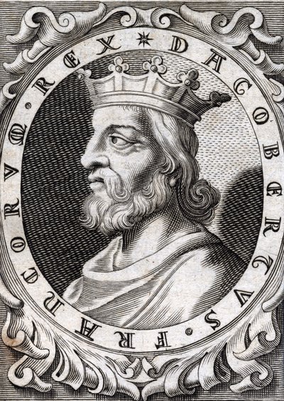 Porträtt av Dagobert I (? - 639), kung av frankerna, merovingernas dynasti. Gravyr av 1700-talet av Unknown artist
