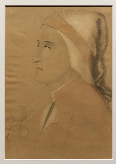 Porträtt av Dante efter fresken i Bargello-kapellet, efter 1840 (blyerts, akvarell och vit krita på papper) av Unknown artist