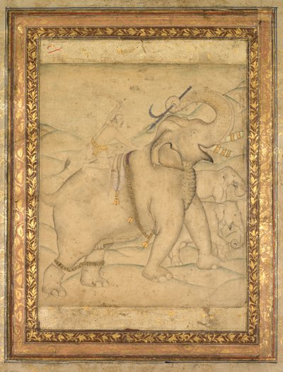 Porträtt av kejsar Jahangir som rider på en elefant av Unknown artist
