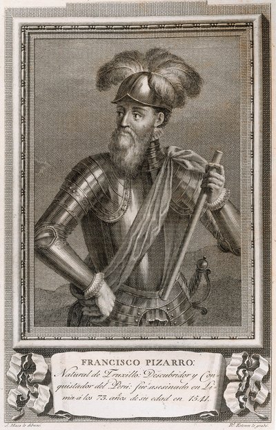 Porträtt av Francisco Pizarro (gravyr) av Unknown artist