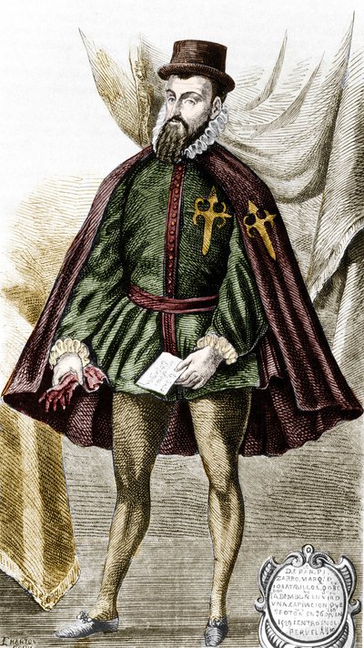 Porträtt av Francisco Pizarro (fr. Francois Pizarre av Unknown artist