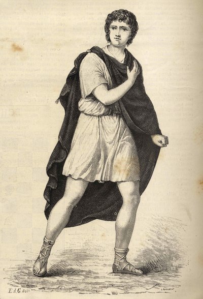 Porträtt av Francois-Joseph (Francois Joseph) Talma (1763-1826), fransk skådespelare. Gravyr av 1800-talet. av Unknown artist