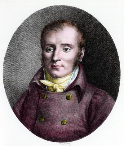 Porträtt av Francois Xavier Bichat (1771 - 1802), fransk läkare. Gravyr av 1700-talet. Privat samling. av Unknown artist