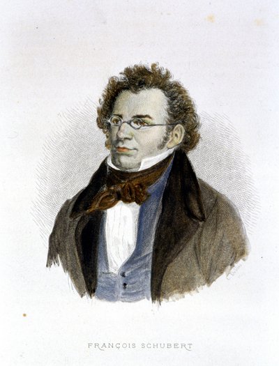 Porträtt av Frantz Schubert (1797 - 1828) - gravyr av Unknown artist
