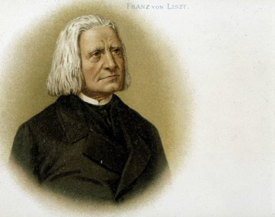 Porträtt av Franz Liszt. 1800-talets kromolitografi. av Unknown artist