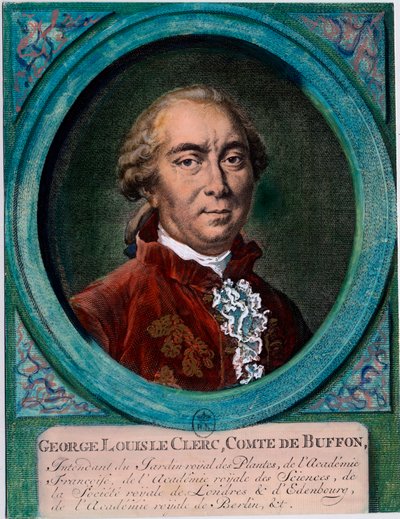 Porträtt av George Louis Le Clerc, greve av Buffon (1707-1788), fransk naturforskare och författare. Gravyr av 1700-talet. Privat samling. av Unknown artist