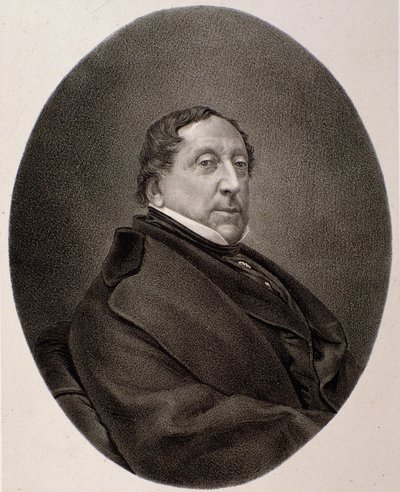 Porträtt av Gioacchino Rossini (gravyr av Unknown artist