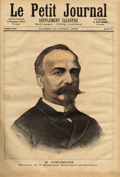 Porträtt av Gustave Noblemaire (1832-1924) som, efter att ha framgångsrikt övervakat byggandet av järnvägslinjen Alger-Oran fram till 1869, återvände till Paris för att ta över ledningen av Paris Lyon Mediterranee företaget, en position som han behöll i 26 av Unknown artist