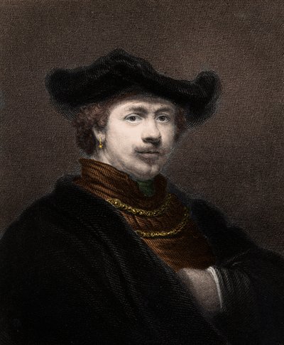 Porträtt av Harmenszoon van Rijn Rembrandt (1606-1669), holländsk målare - Harmenszoon Van Rijn Rembrandt 1606-1669 - gravyr - 1800-talet av Unknown artist