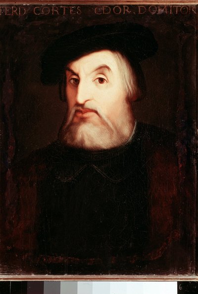 Porträtt av Hernan CORTES (1485-1547), spansk conquistador av Mexiko. Anonym målning. Madrid, Nationalbiblioteket. av Unknown artist