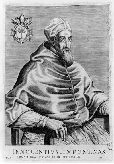 Porträtt av Innocentius IX (1519 - 1591). av Unknown artist