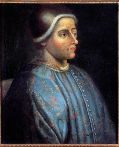 Porträtt av Jacques Coeur (1395 - 1456) silvertoner av kung Charles VII och fransk affärsman. Anonym målning av Unknown artist