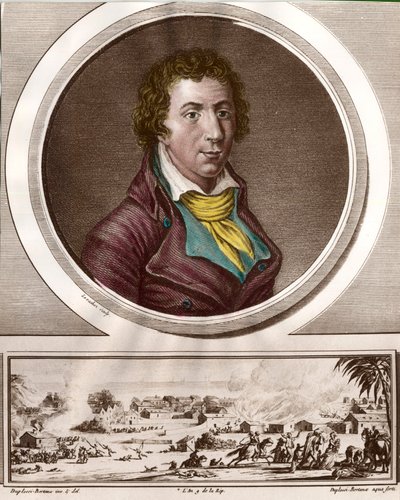 Porträtt av Jacques Pierre Brissot de Warville (1754 - 1793), fransk journalist och politiker. Han grundade Society of Friends of Black, en anhängare av slaveriets avskaffande. Gravyr av 1700-talet. Privat samling. av Unknown artist