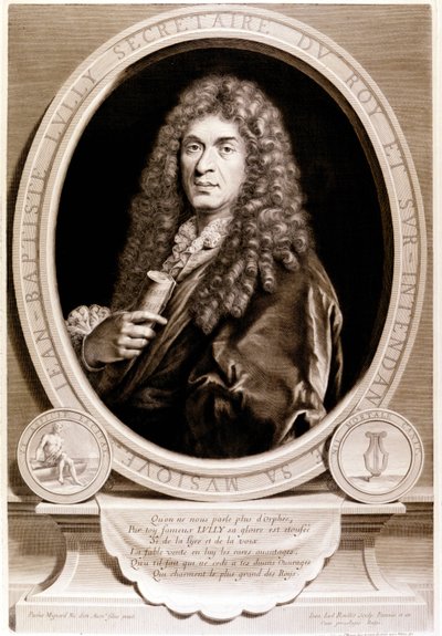 Porträtt av Jean Baptiste Lully (1632-1687). av Unknown artist