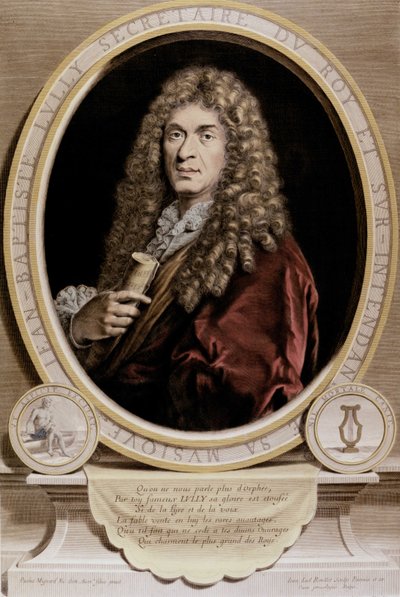 Porträtt av Jean Baptiste Lully (1632-1687). av Unknown artist