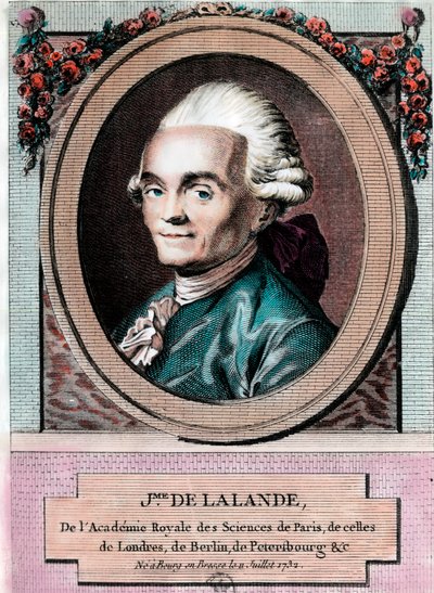 Porträtt av Jean Jerome Lefrancois de Lallande (1732 - 1807), fransk astronom. Gravyr av 1700-talet. Privat samling. av Unknown artist