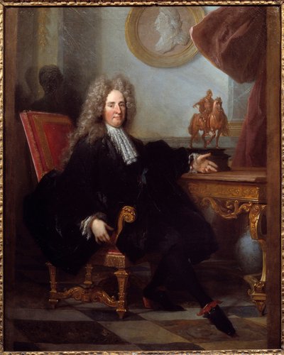 Porträtt av Jules Hardouin Mansart (1646-1708) arkitekt och föreståndare för byggnaderna av kung Ludvig XIV Anonym målning. 1700 Paris, Dekorativ konst av Unknown artist