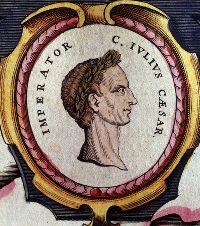 Porträtt av Julius Caesar (101 - 44 f.Kr.), romersk general och politiker. Gravyr från slutet av 1700-talet. . Milano. av Unknown artist