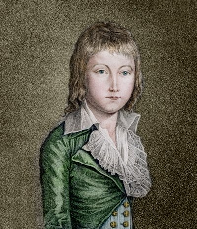 Porträtt av LOUIS XVII (1785-1795) dauphin av Frankrike Litografi av Unknown artist