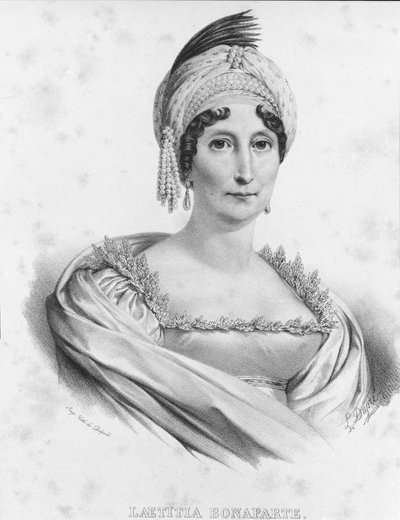 Porträtt av Laetitia Bonaparte (Letizia Maria Ramolino) (1750-1836), mor till Napoleon I. Gravyr från 1800-talet av Unknown artist