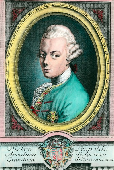 Porträtt av Leopold II av Österrike, storhertig av Toscana (1747-1792). Gravyr av 1700-talets privatsamling av Unknown artist