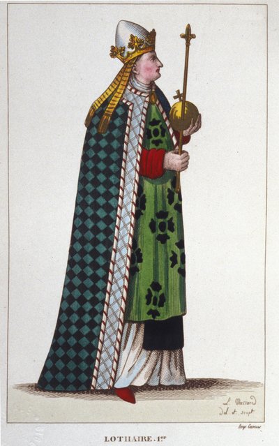 Porträtt av Lotharia I (795-855), kejsare av väst och kung av Italien gravyr från 1830 av Unknown artist