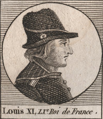 Porträtt av Ludvig XI (1423-1483), Frankrikes kung - Porträtt av Ludvig XI av Frankrike (1423-1483), Frankrikes kung - gravyr från "Instruction sur l