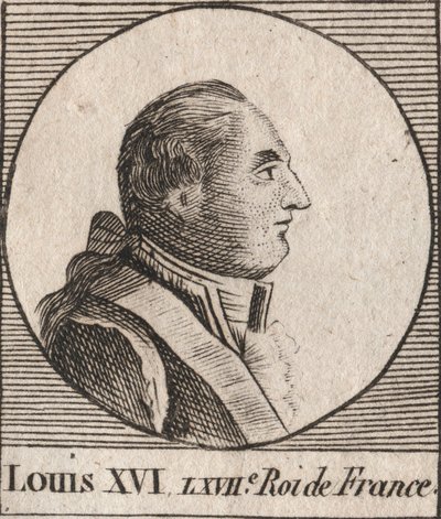Porträtt av Ludvig XVI (1754-1793), kung av Frankrike från 1774 till 1791, sedan kung av fransmännen från 1791 till 1792 - Ludvig XVI, kung av Frankrike och Navarra från 1774 till 1791, sedan kung av fransmännen från 1791 till 1792 - gravyr från ”Instructi av Unknown artist