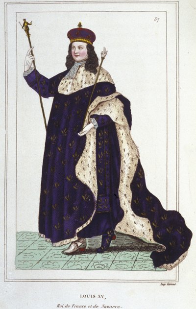 Porträtt av Ludvig XV (1710 - 1774), kung av Frankrike gravyr från 1830 av Unknown artist