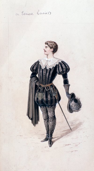 Porträtt av Lucio, tenor i Lucia di Lammermoor, opera av Gaetano Donizetti av Unknown artist