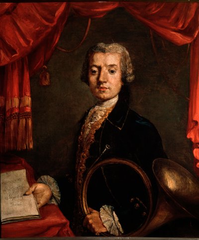 Porträtt av Luigi Brizzi, italiensk hornspelare (målning av Unknown artist