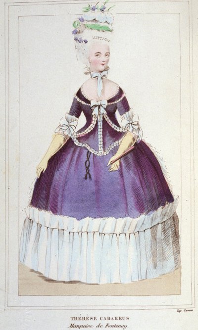 Porträtt av Mademoiselle de Fontenay eller Teresa (Theresa eller Terezia) Cabarrus, känd som Madame Tallien (Talien) (1773-1835), Marquise de Fontenay. Gravyr 1830 av Unknown artist