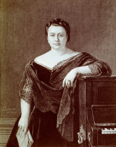 Porträtt av Marietta Alboni (1826-1894), italiensk kontraltosångerska. Gravyr av privatsamlingen från 1800-talet av Unknown artist