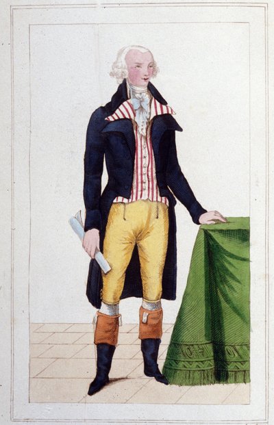 Porträtt av Maximilian Robespierre (1758 - 1794) gravyr från 1830 av Unknown artist