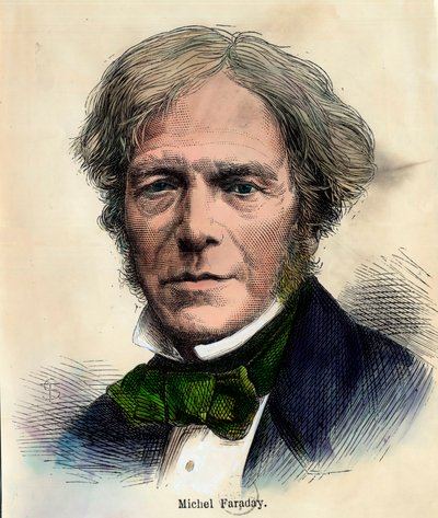 Porträtt av Michel Faraday (1791 - 1867) engelsk fysiker. Gravyr av 1800-talet. Privat samling. av Unknown artist