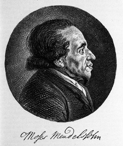 Porträtt av Moses (Moses) Mendelssohn (1729 - 1786), filosof och sann grundare av modern judendom. Farfar till musikern Felix Mendelssohn. av Unknown artist