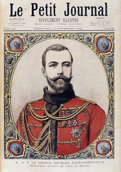 Porträtt av Nicholas II av det unga Ryssland - i "" The Petity Journal"" av 1894-11-11 av Unknown artist